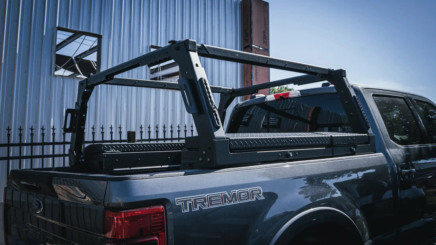 Ford F250 Superduty with an ADAPT ladder rack and complete truck bed toolbox storage system | Chandler Truck Accessories