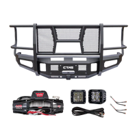 2024+ GMC 2500 3500 Full Guard Front Bumper kit bundle from Chandler Truck Accessories including Pathfinder LED off road pod lights and Warn VR Evo 12s winch