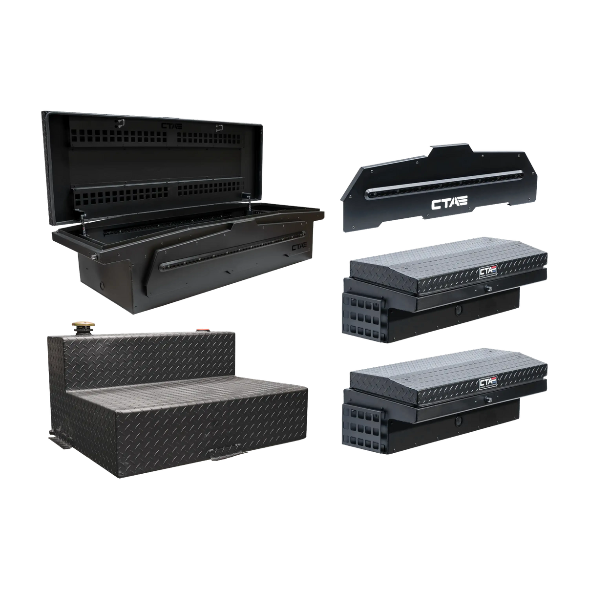 Chandler Truck Accessories 5-Piece ADAPT XL Single Lid Truck Bed Tool Box Storage System in black powder coat with 47 Gallon Fuel Tank