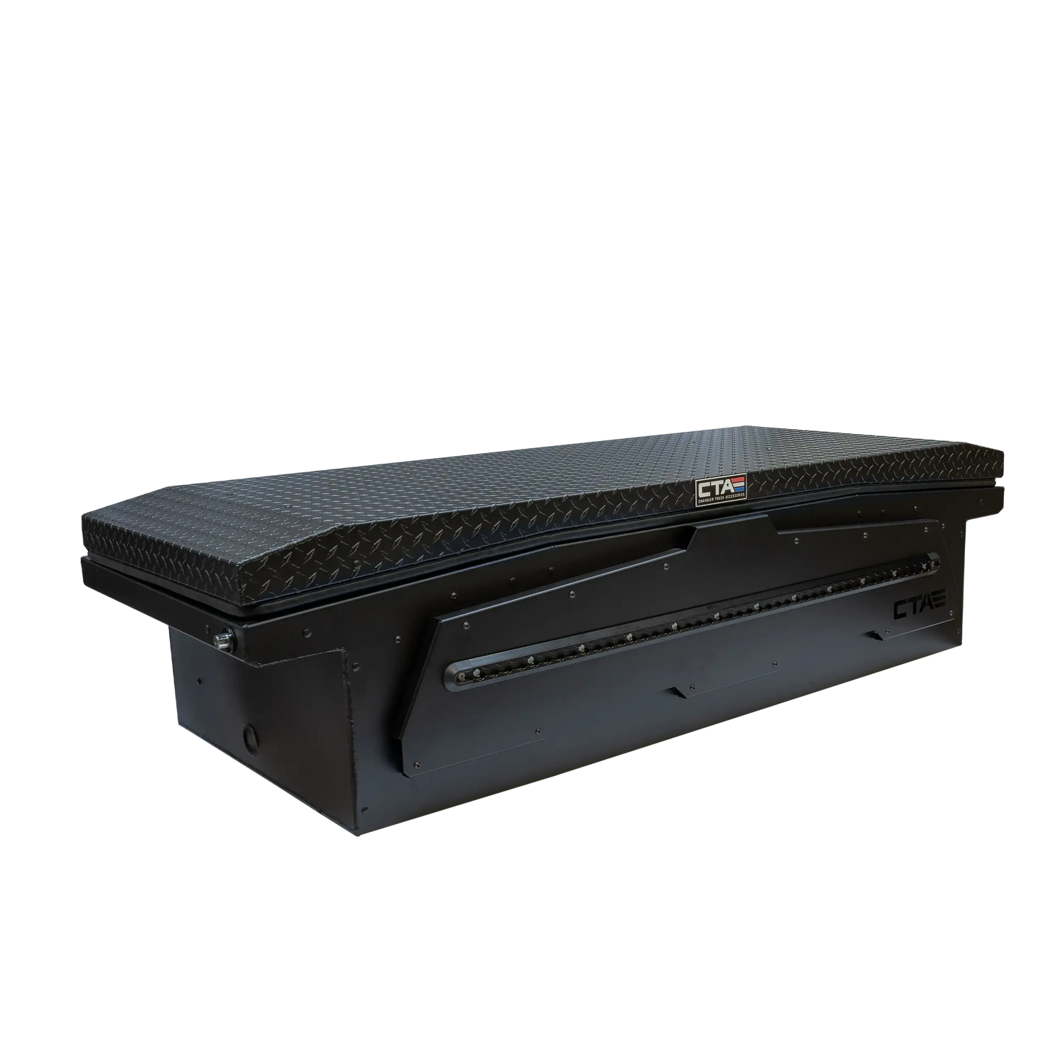 Chandler Truck Accessories ADAPT XL Single Lid Truck Tool Box in black powder coat with truck bed toolbox lid closed