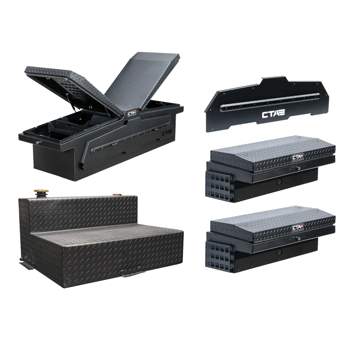 Chandler Truck Accessories 5-Piece ADAPT Gullwing Truck Bed Tool Box Storage System in black powder coat with 47 Gallon Fuel Tank