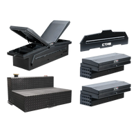 Chandler Truck Accessories 5-Piece ADAPT Gullwing Truck Bed Tool Box Storage System in black powder coat with 47 Gallon Fuel Tank