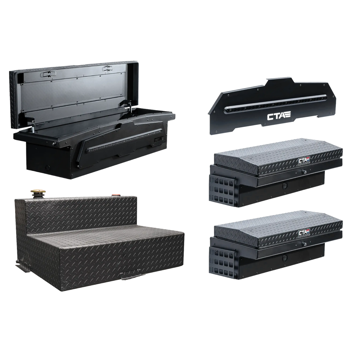 Chandler Truck Accessories 5-Piece ADAPT Single Lid Truck Bed Tool Box Storage System in black powder coat with 47 Gallon Fuel Tank