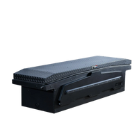 Chandler Truck Accessories ADAPT Single Lid Truck Tool Box in black powder coat with truck bed toolbox lid closed