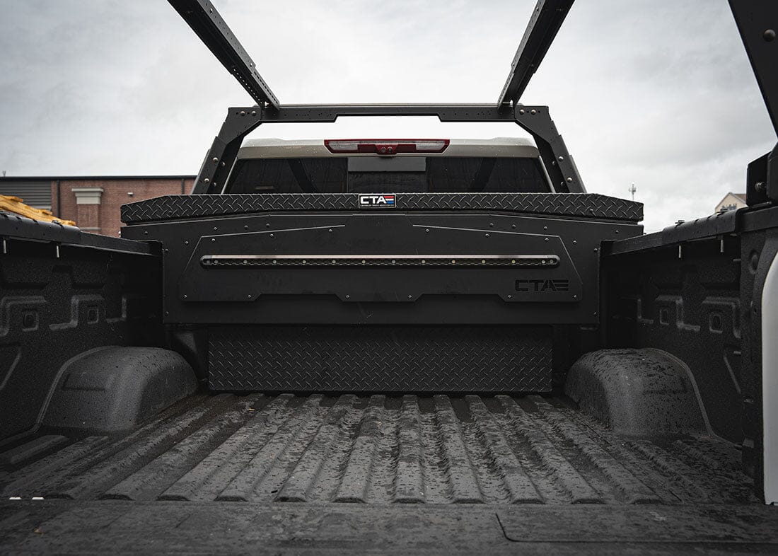 Chandler Truck Accessories ADAPT Single Lid Truck Tool Box with 80 Gallon Transfer Fuel Tank installed in a full-size pickup truck bed
