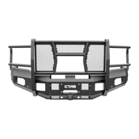Chandler Truck Accessories 2019+ RAM 2500 3500 Full Brush Guard Front Bumper with winch mount and front reciever hitch in black powder coat