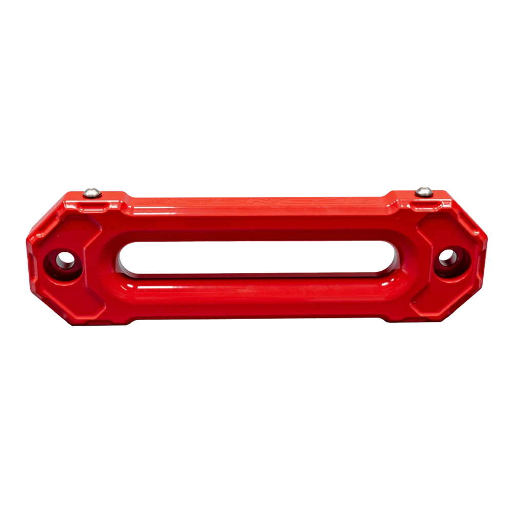 Image showing the front of a red Chandler Truck Accessories Agency 6 hawse fairlead for CTA winch bumpers