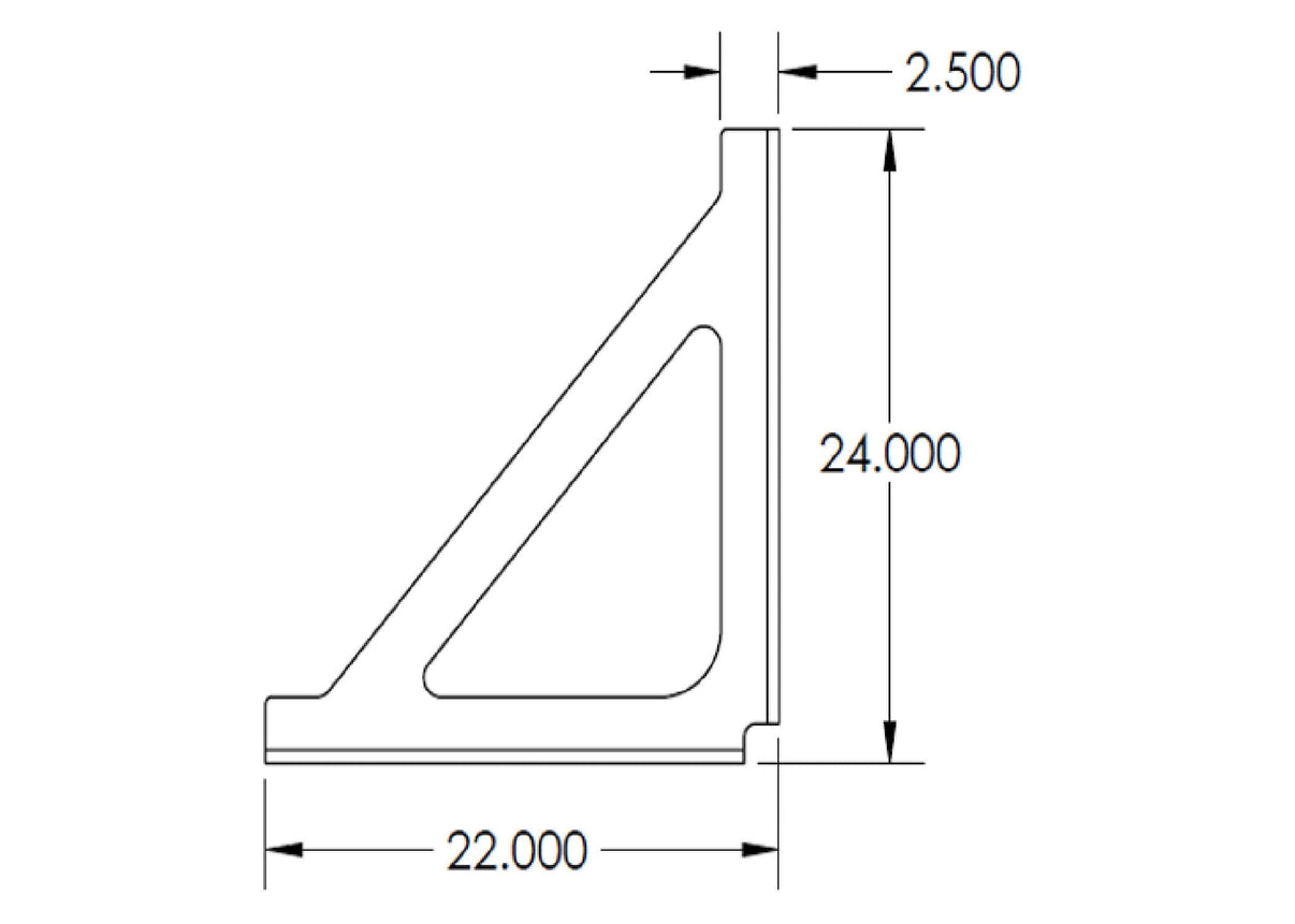 Diagram showing the dimensions of the 24x22 brackets included in the Underbody Toolbox Mounting Kit for Chandler Truck Accessories Truck Toolboxes