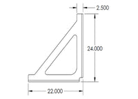 Diagram showing the dimensions of the 24x22 brackets included in the Underbody Toolbox Mounting Kit for Chandler Truck Accessories Truck Toolboxes