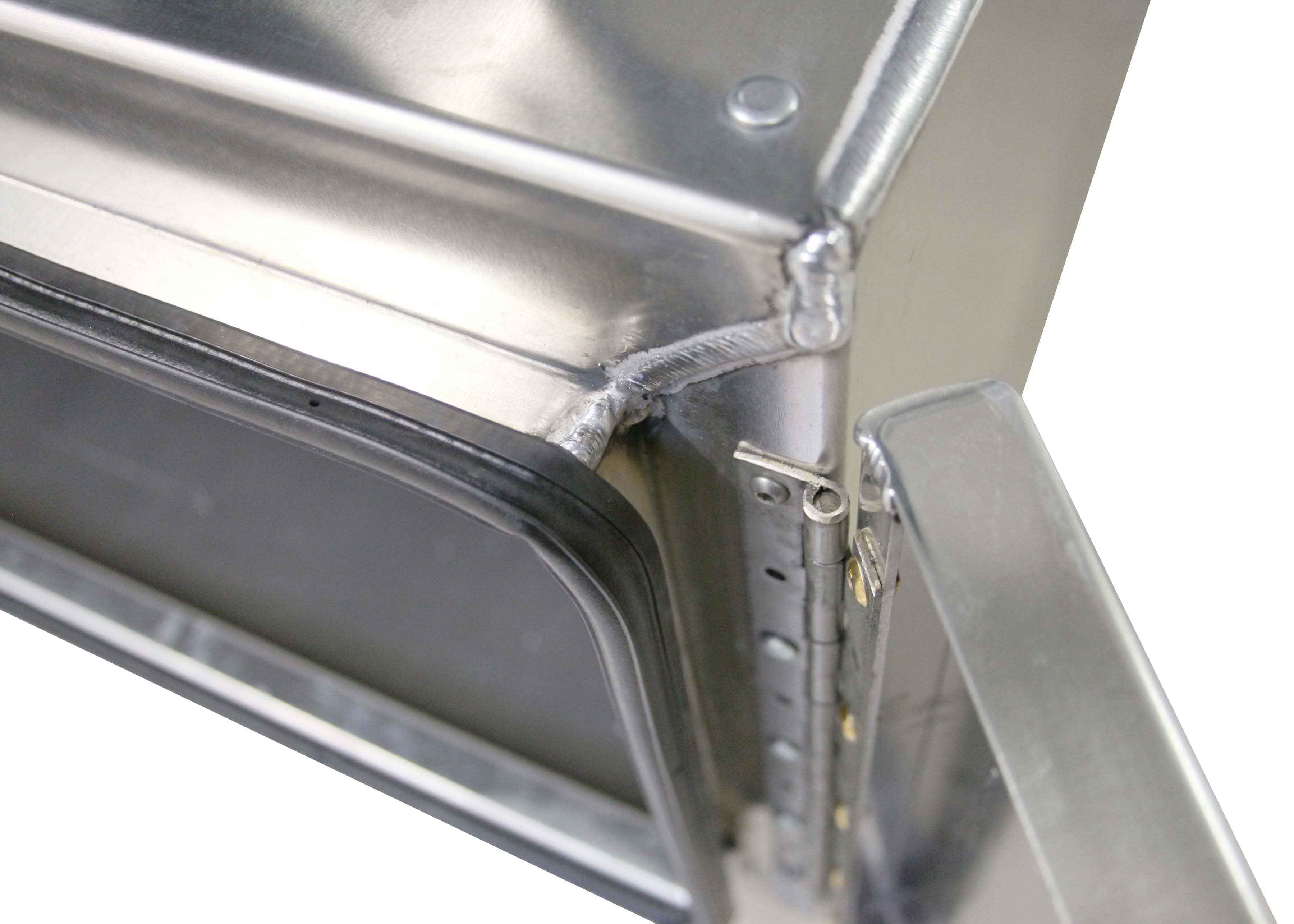 Aluminum Underbody Camlock Toolbox opened latch view 